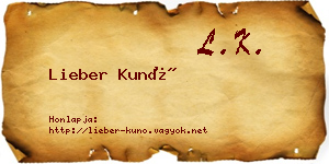 Lieber Kunó névjegykártya